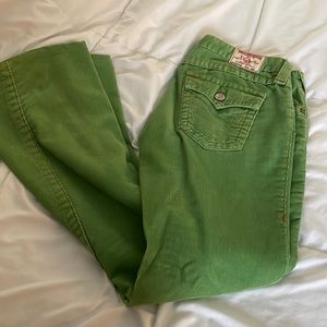 Size 29 true religion corduroy Green flare